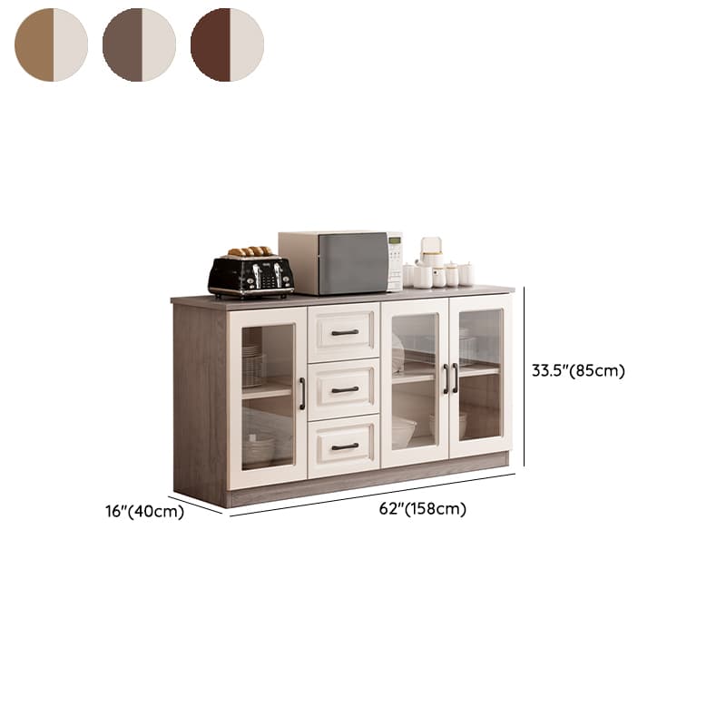 Modern Wood Buffet Cabinet with Glass Doors and Shelves - Full Assembly Needed thumbnail 16