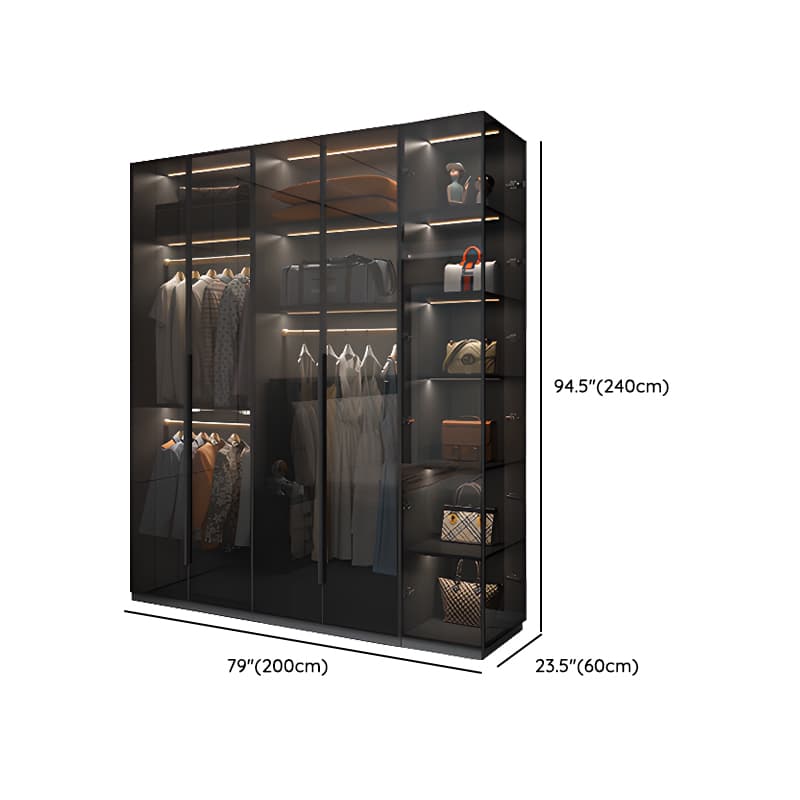 Midnight Black Unattached Lumber Armoire Cabinet with Soft Close Door, Interior Shelves, Clothing Rod and Soft Close Drawer thumbnail 25
