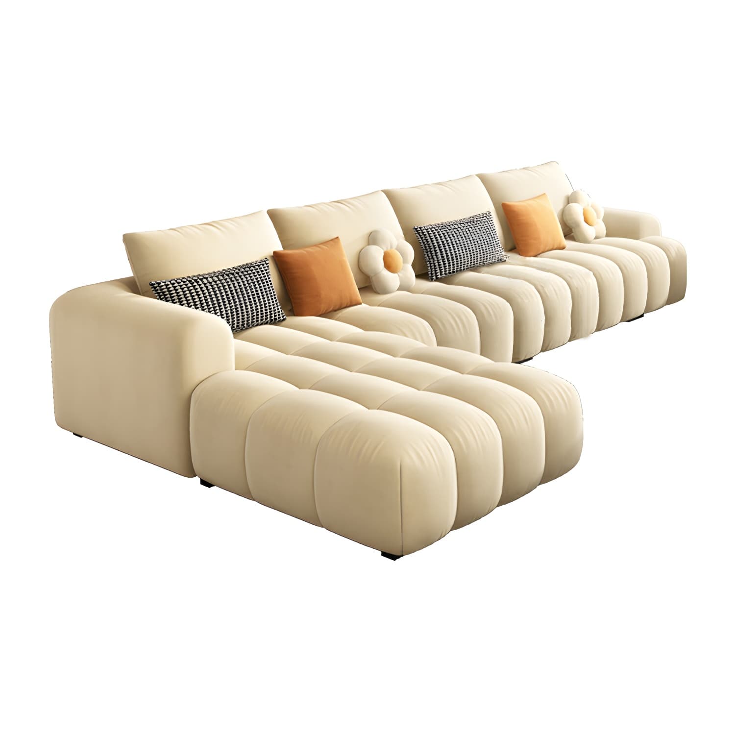 Modern Suede Sectional Sofa with Black Pine Wood Frame and Scratch Resistant Design thumbnail 9