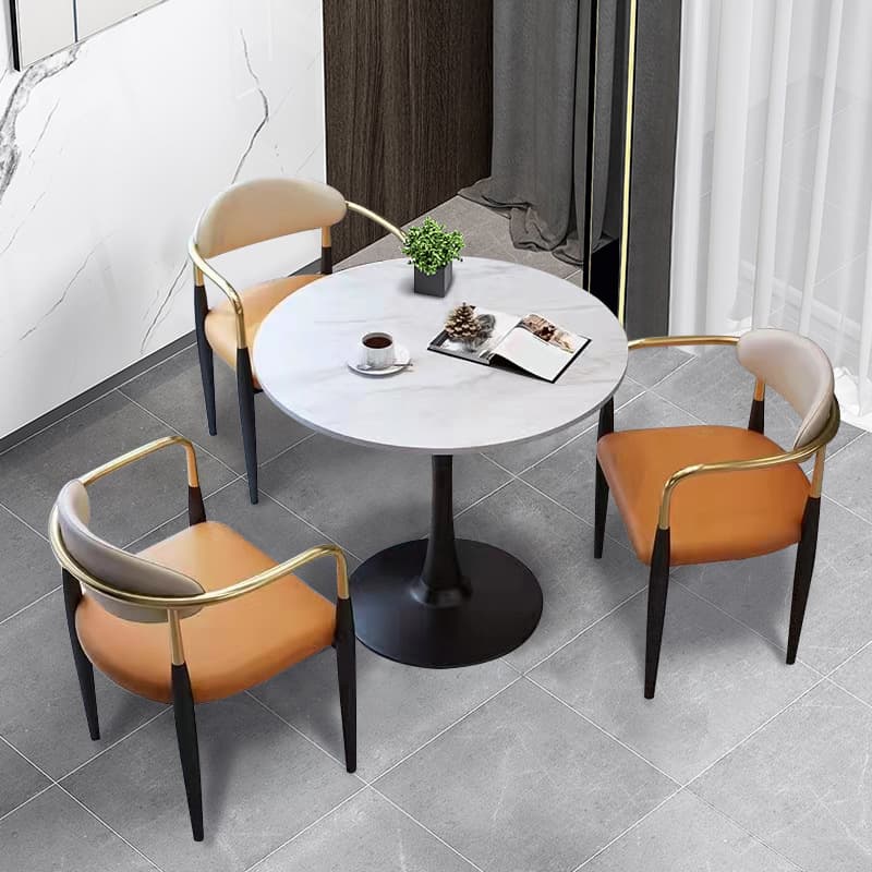 Faux Leather/Velour Upholstered Arm Chair with Arms and Black Legs in a Casual Style thumbnail 9