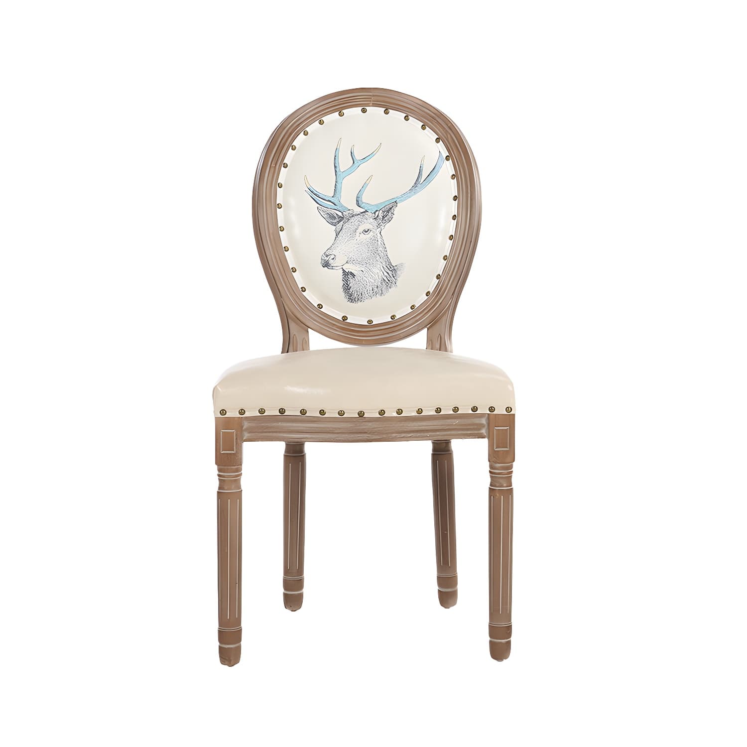 French Country Upholstered Armless Chair Home Solid Wood Dining Chair thumbnail 18