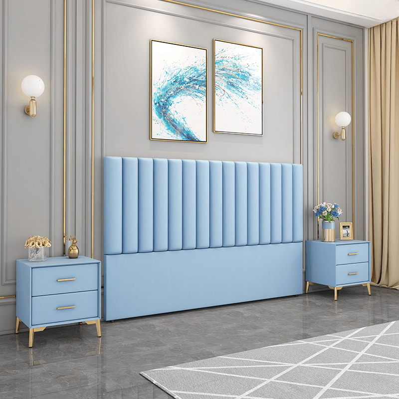 Modern Simple Style Panel Headboard in Natural Wood with No Distressing, Rectangle Shape for King/Queen/Full Bed, Featuring Sponge Upholstery and Standard Height thumbnail 4