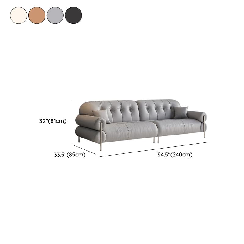 Tear Resistant Standard Sofa with Pu/Flannel Upholstery in Grey/Auburn/Ivory thumbnail 18