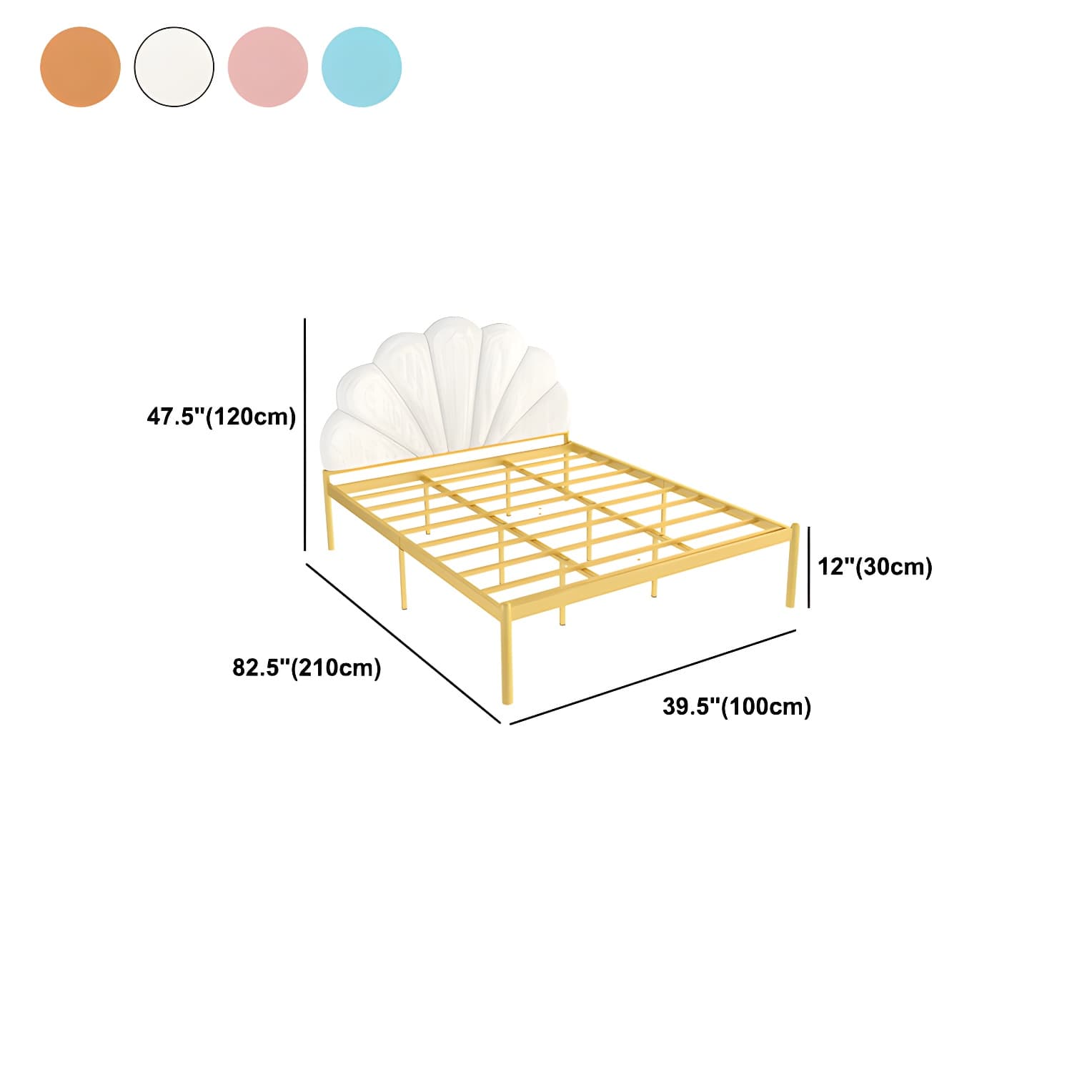 shell Suede Upholstered Headboard ,47 inch High Metal Panel Bed thumbnail 13