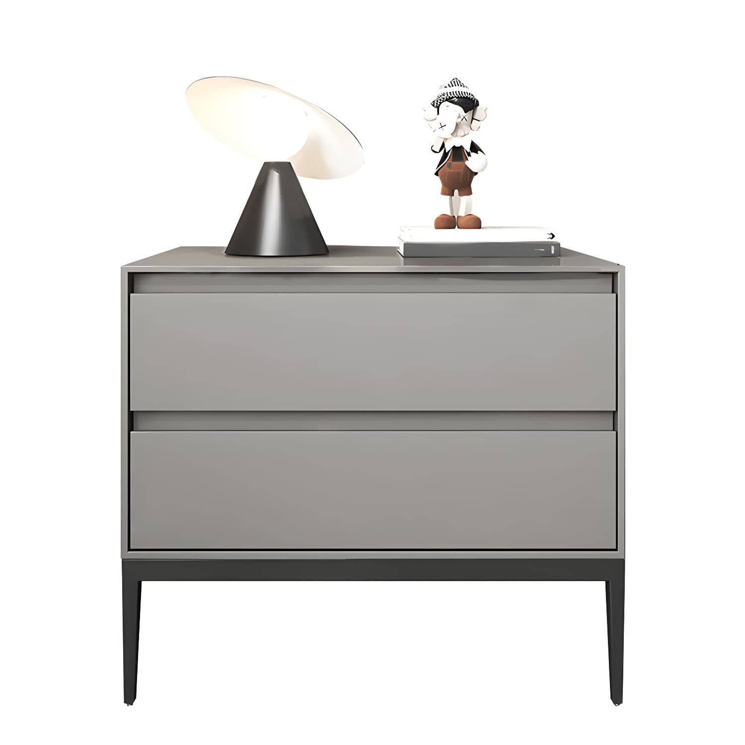 Wooden Night Table Contemporary Bedside Cabinet with 2 Drawers thumbnail 4