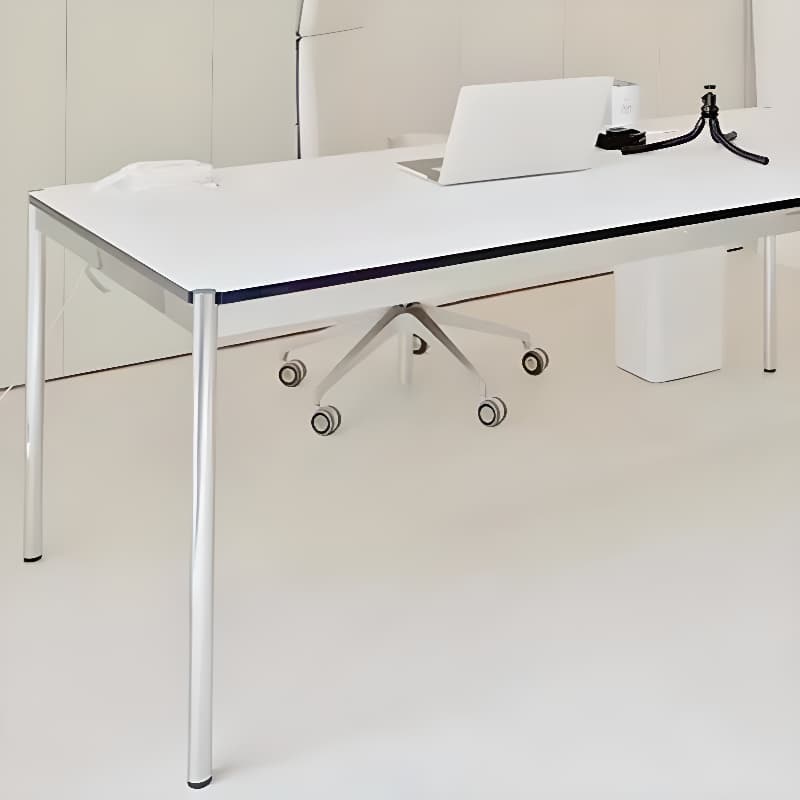 Fixed Table Standard Height Rectangular Dining Table for 8/4 People/6 People with Stainless Steel Legs and a Top in Engineered Wood in a Modern Simple Style thumbnail 8