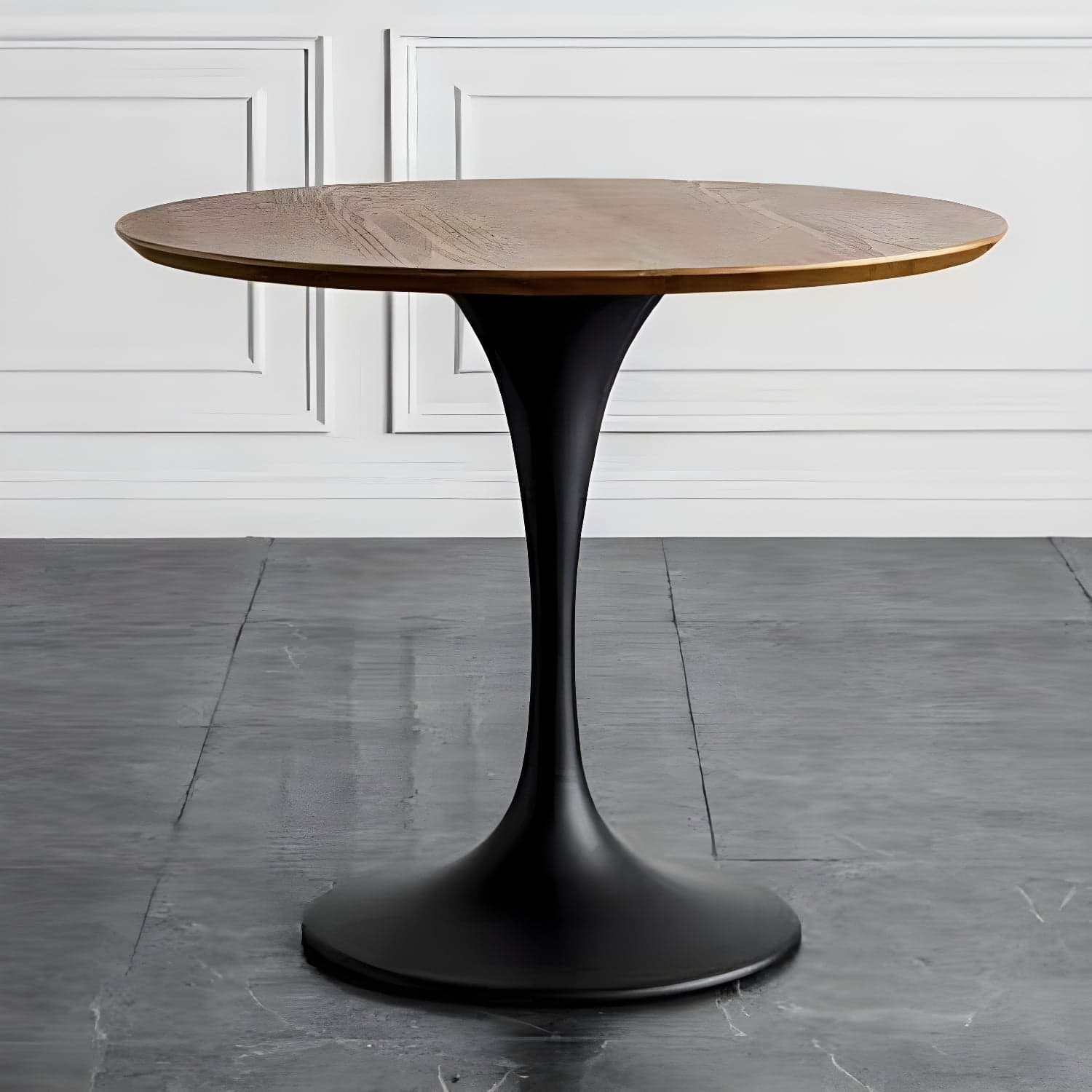 Scandinavian Standard Height Round Wood-Top Dining Table, Metal Tulip Base, Simple Assembly thumbnail 7
