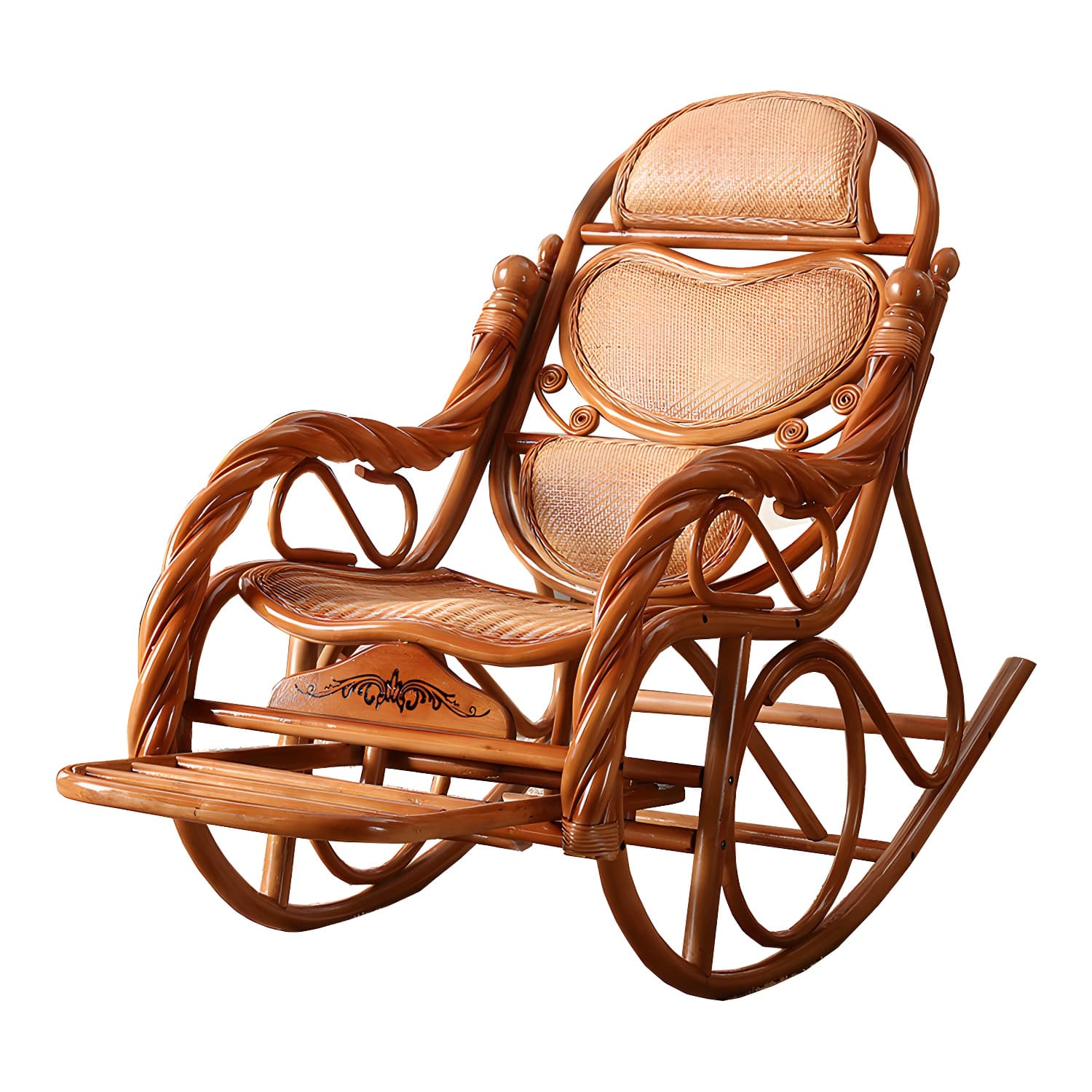Traditional Spindle Rocking Accent Chair Tobacco Finish Rocker Chair Reclining thumbnail 13