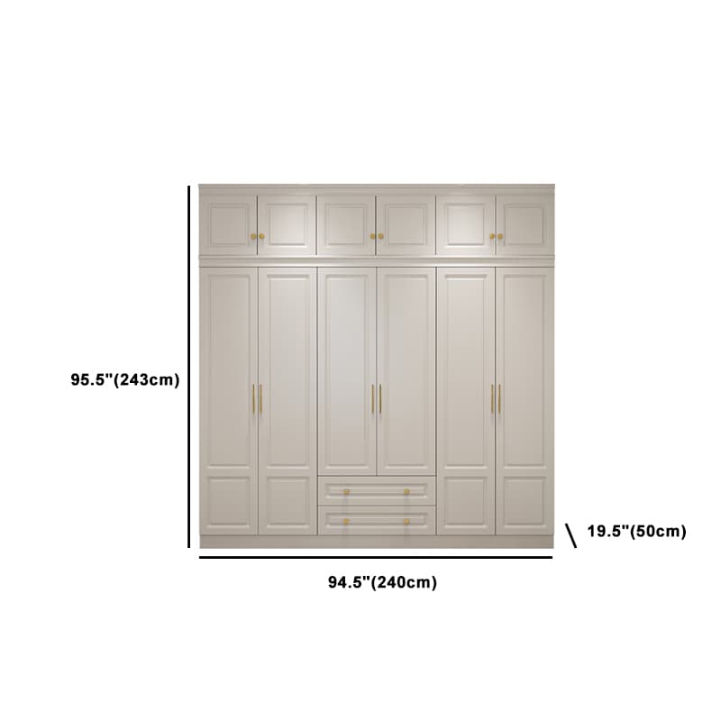 Art Deco Chalk Manufactured Wood Free Standing Interior Shelves Wardrobe with Soft Close Drawer and Hanging Rod thumbnail 21