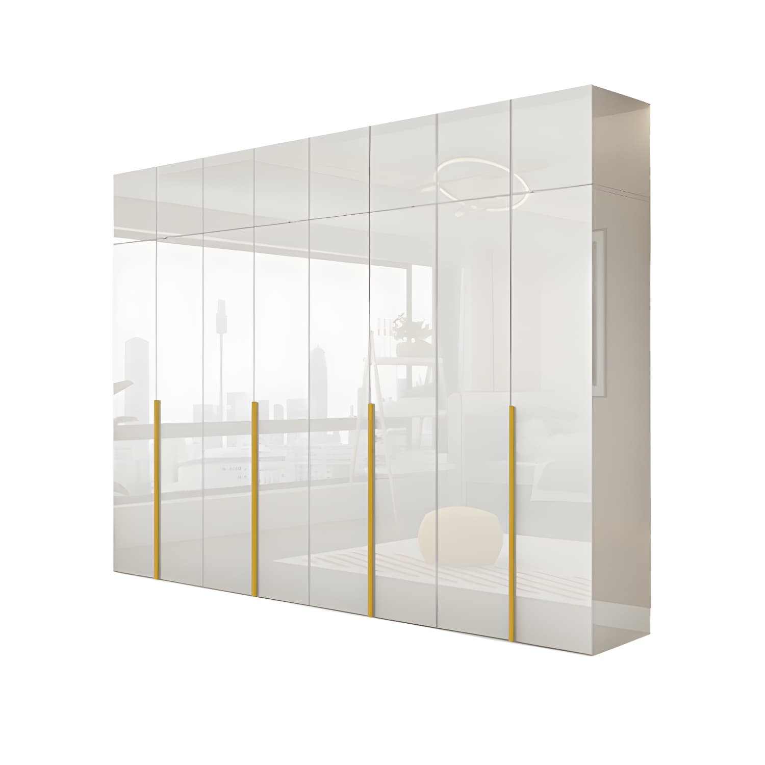 White Modern Style Wardrobe Cabinet Engineered Wood with Garment Rod thumbnail 5