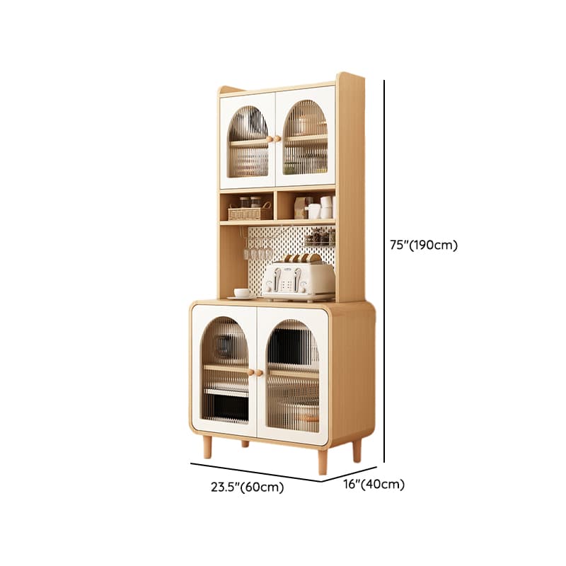 Scandinavian Wood Buffet 3 Cabinet Doors with Glass Interior Shelves thumbnail 12