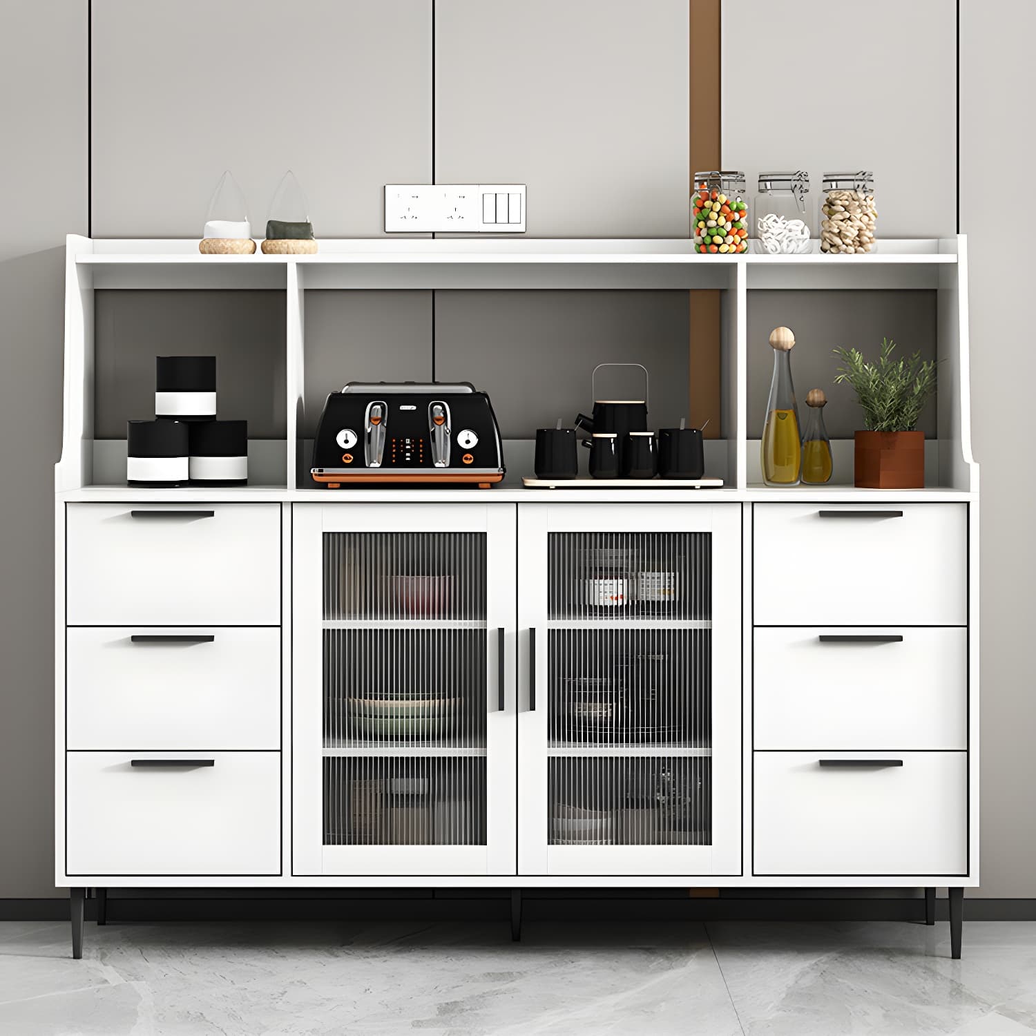 Contemporary Wood Sideboard 50-inch Height Cupboard for Living Room - image 7