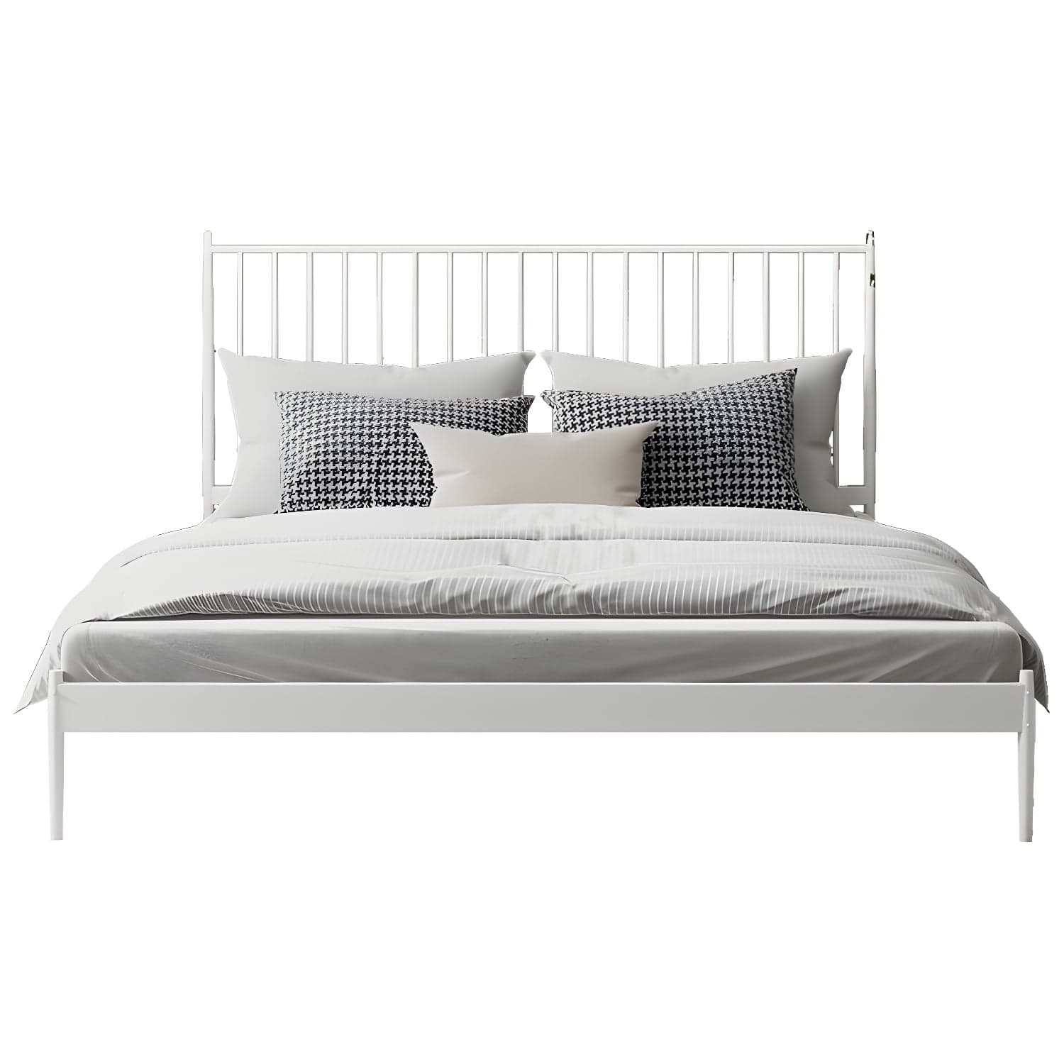 Contemporary Iron Open Frame Bed with Spindle Headboard for Bedroom thumbnail 3