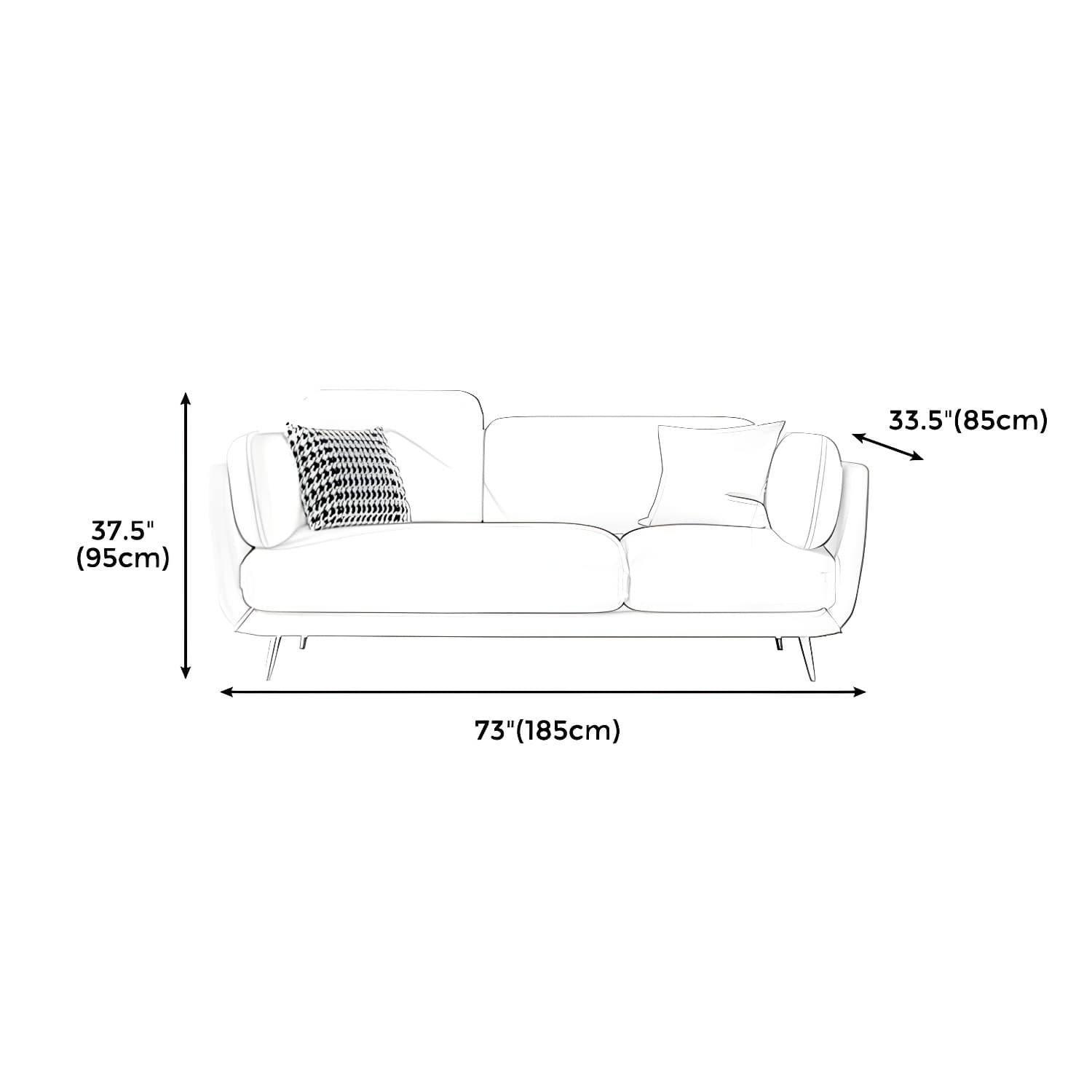 36" High Modern Velvet Square Arm Sofa with 2 Pillows Standard Sofa for Living Room thumbnail 17