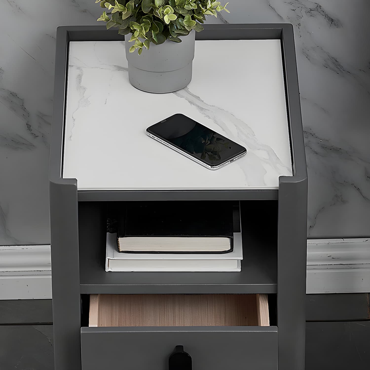2-drawer Nightstand 21.65" Tall Lighting Station Bedside Cabinet thumbnail 9