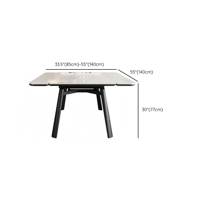 Rectangular Slate Stone Dining Table Set with 4 Legs, Padded Chair with Back, 7 Piece Set in White thumbnail 8