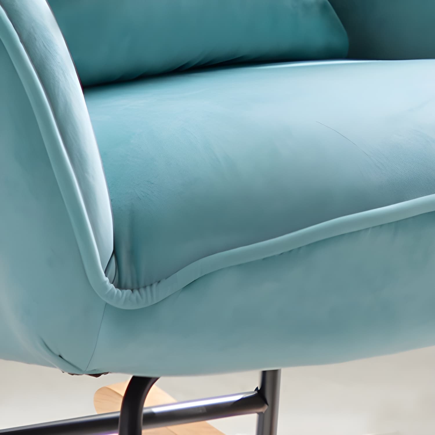 Scandinavian Rocking Chair with Wing Back and Wood Legs, Pillow Included thumbnail 14