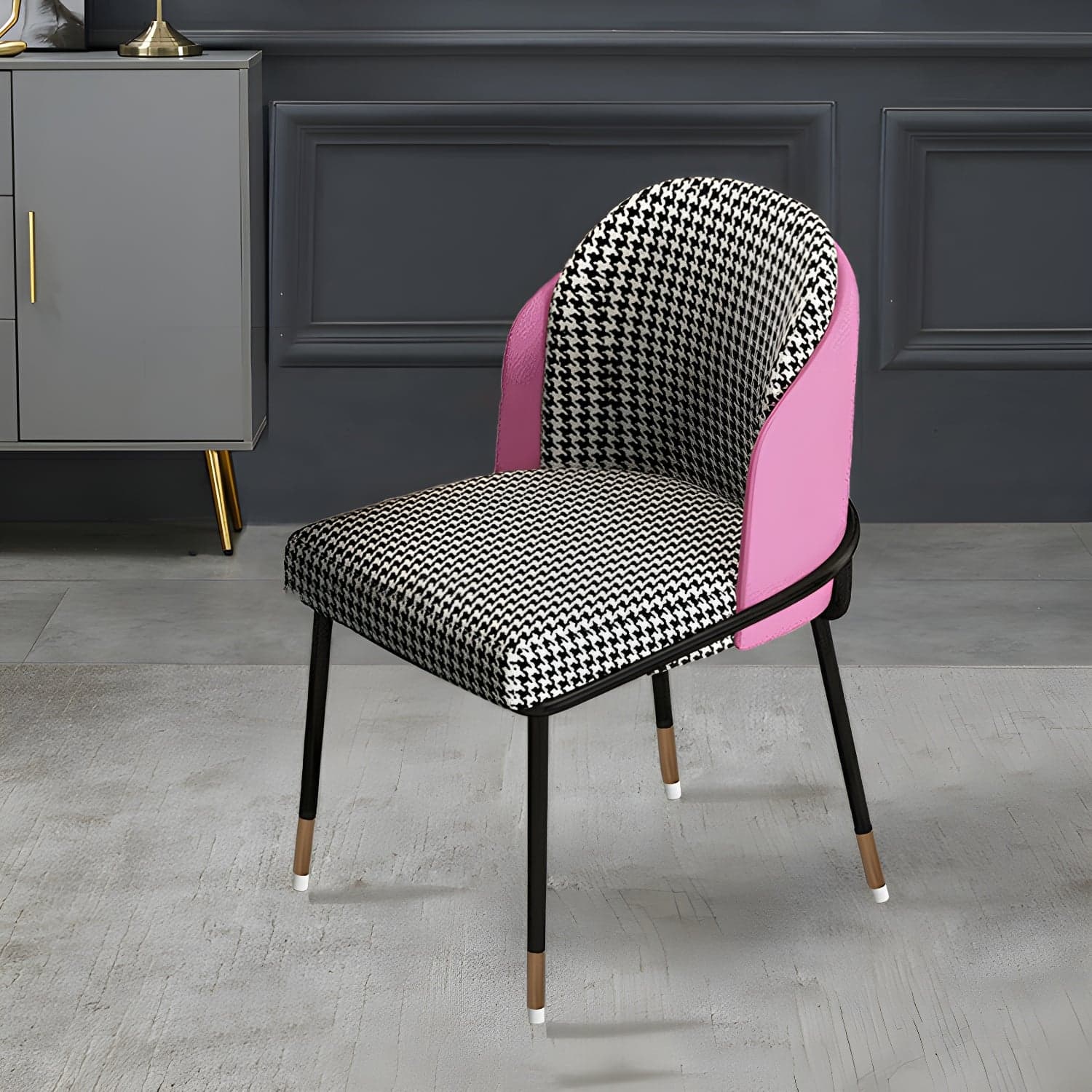 Glam Low-Back Upholstered Chair with Sleek Black Metal Legs for Kitchen & Dining thumbnail 15