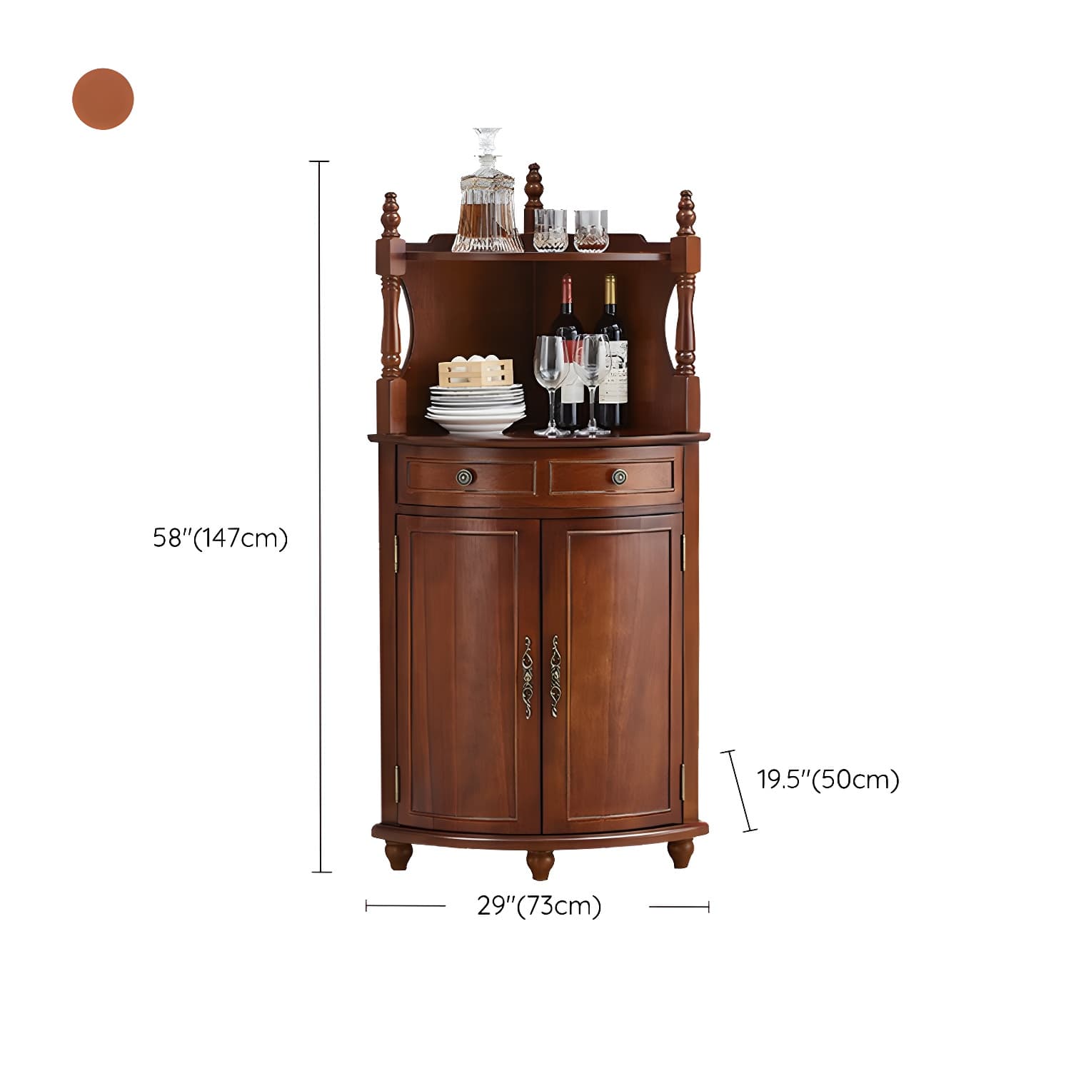 Mid-century Modern 1- Door Cabinet Wooden Corner Cabinet with Shelf thumbnail 13