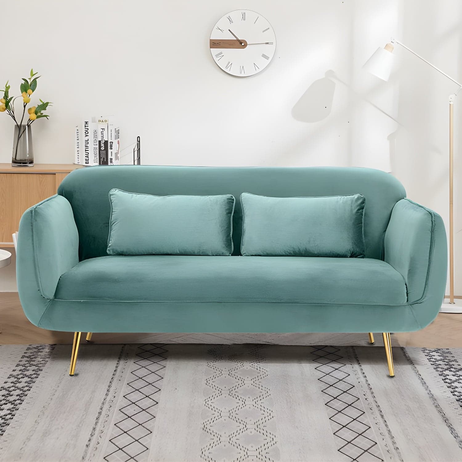 Glam Tight Back Loveseat with Flared Arm and Extra Pillows for Home and Apartment thumbnail 14