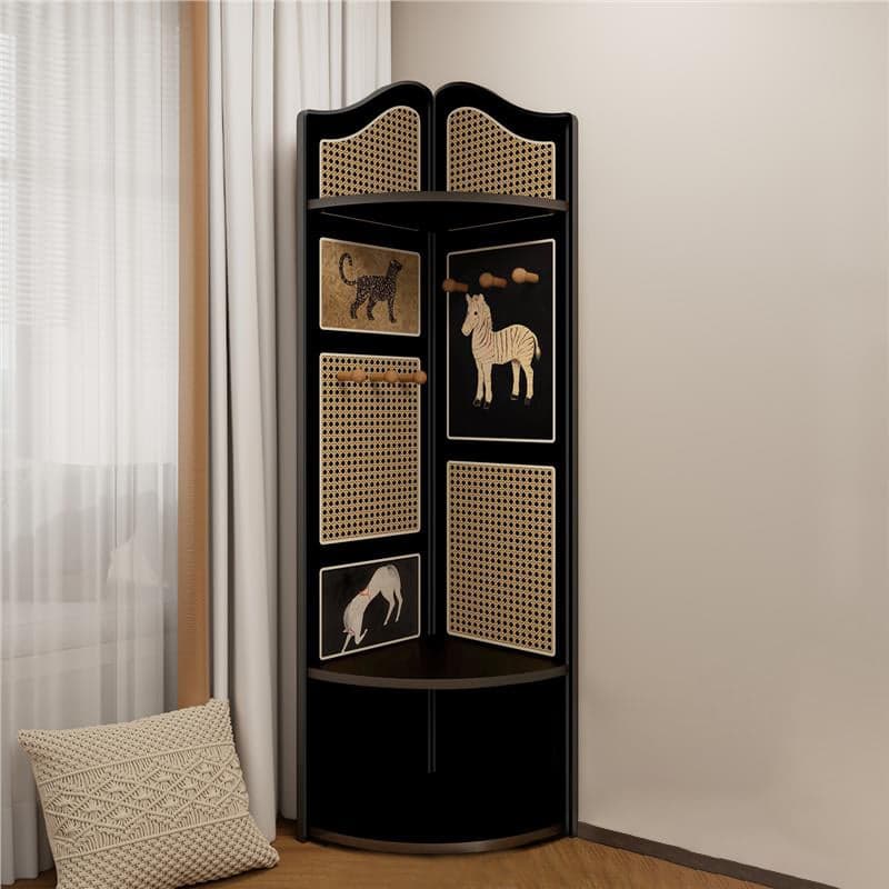 Modern Simple Style Nook Decorative Cabinet with 3/4 Exterior Shelves, Lumber Countertop in Midnight Black thumbnail 1