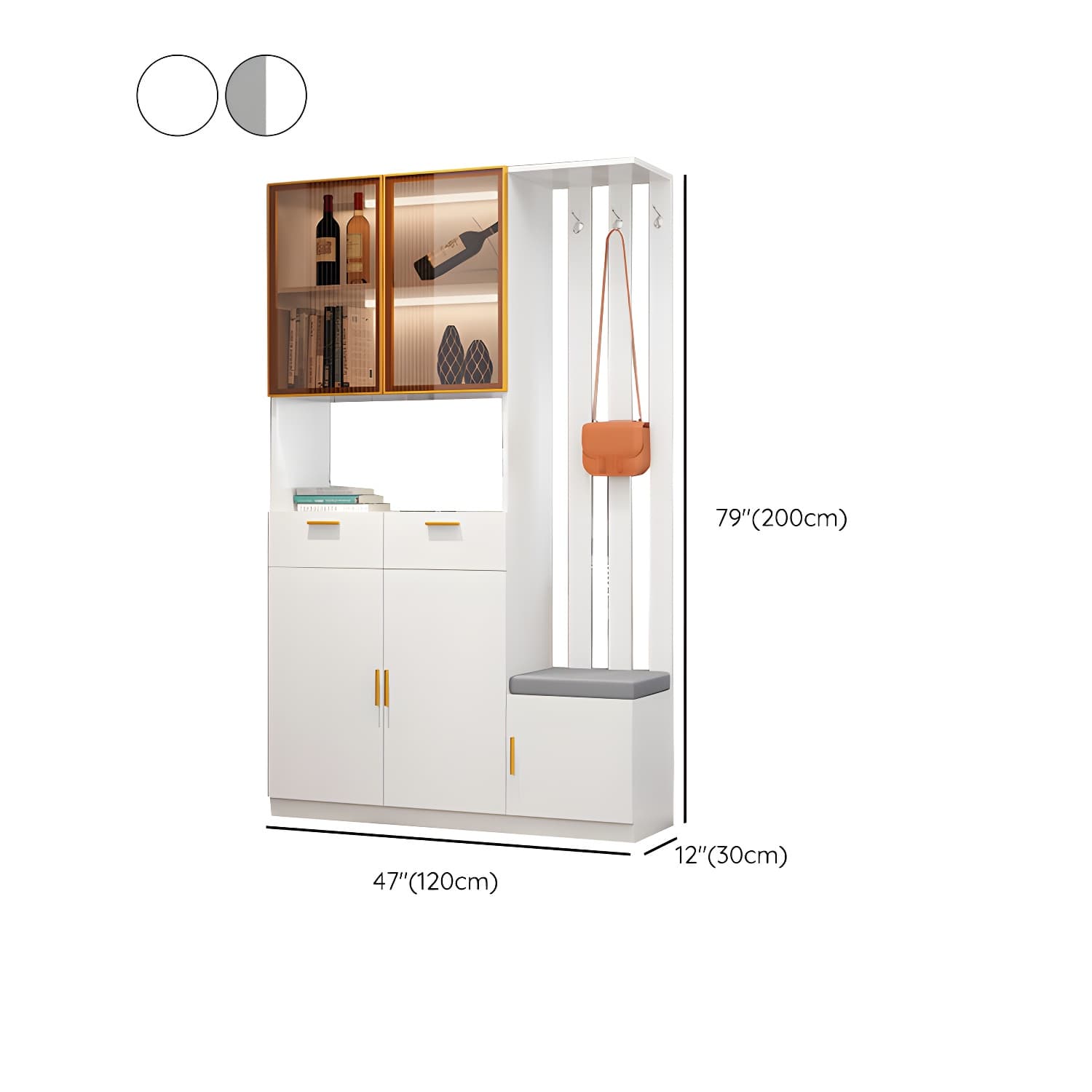 Contemporary 3-door Wooden 11.81" Wide Accent Cabinet with Drawer thumbnail 18