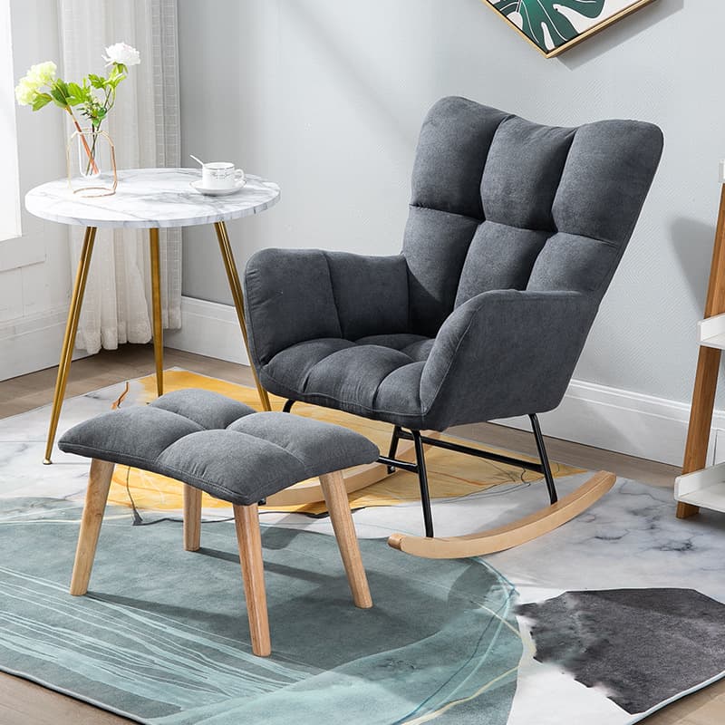 Contemporary Alloy Cushioned Living Room Rocking Chair 2 Piece Set with Footstool & Recessed Arm thumbnail 21