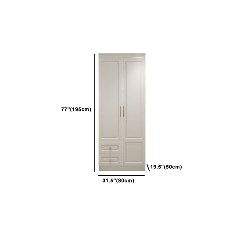 Art Deco Chalk Manufactured Wood Free Standing Interior Shelves Wardrobe with Soft Close Drawer and Hanging Rod thumbnail 13
