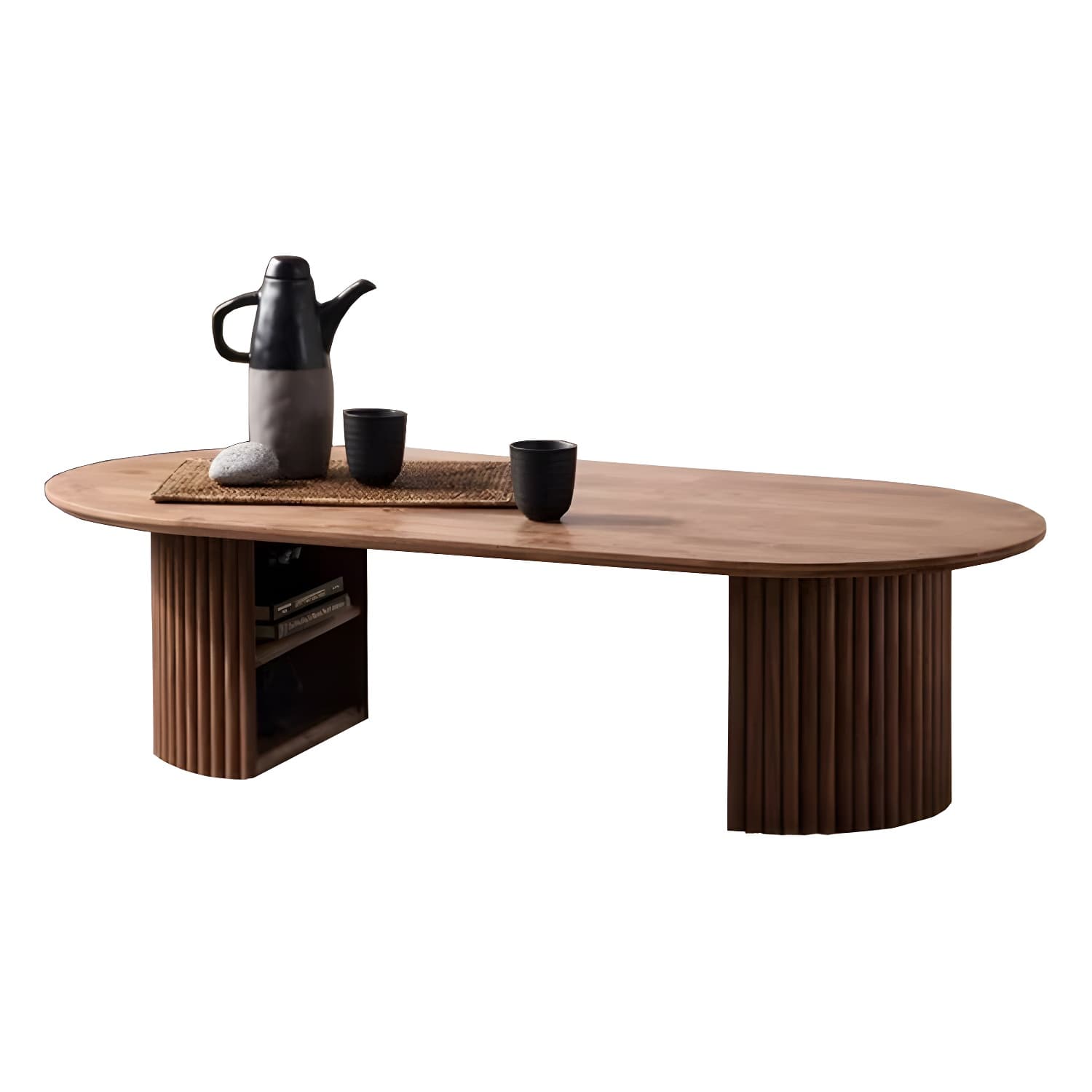 Modern Brown Wood Coffee Table with Rectangular Top and Brown Base thumbnail 7
