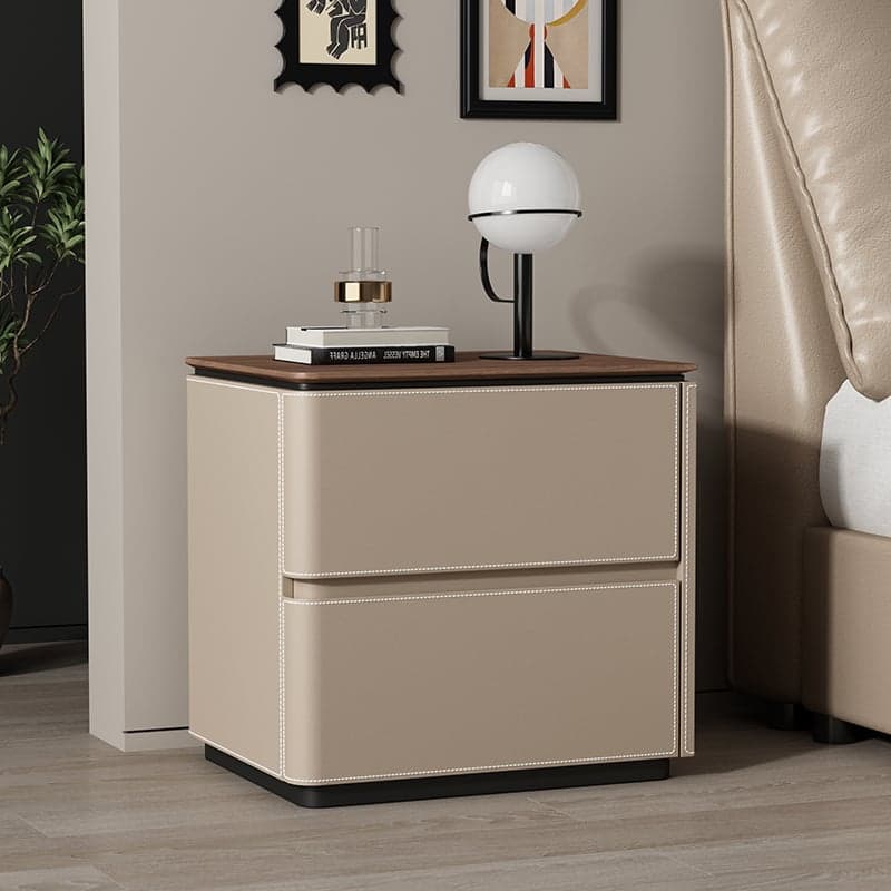 Organic Modern Nightstand With Drawer Organization featuring 2 Drawers and Composite Wood Countertop thumbnail 4