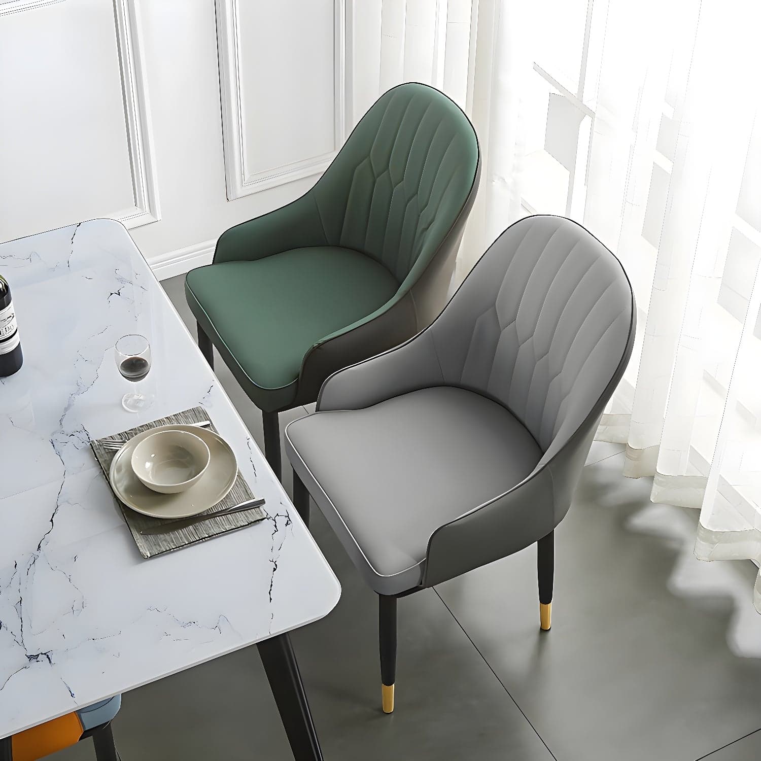 Contemporary Metal Dining Room Chairs Upholstered Dining Armchairs for Home Use thumbnail 10