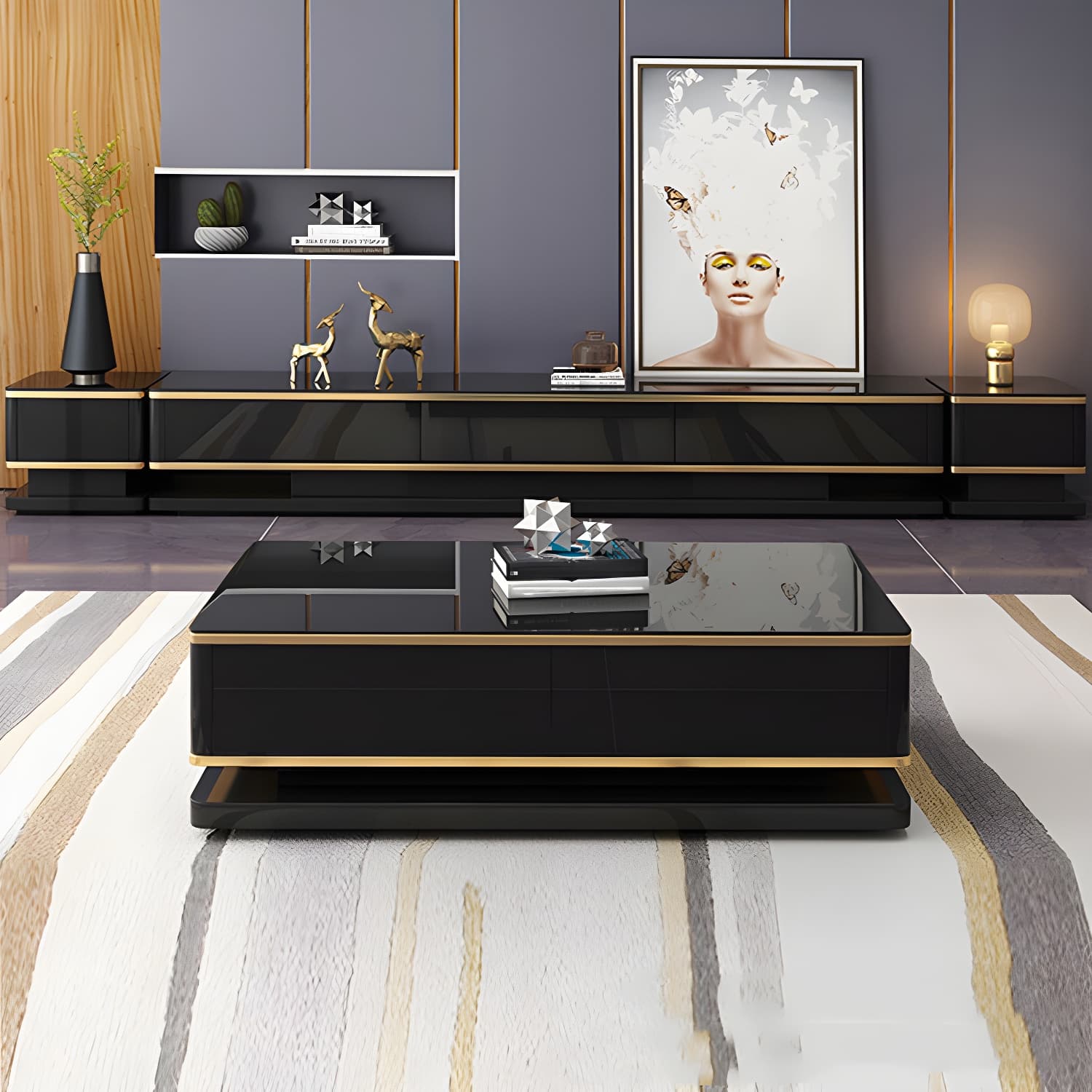 Luxurious 3-Drawer TV Stand Console 16.54-Inch H Glass TV Console thumbnail 4