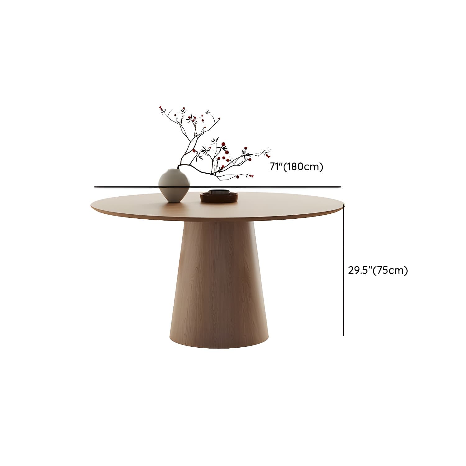 Solid Wood Round Top Dining Table Set with Cushioned Chair for Home thumbnail 17
