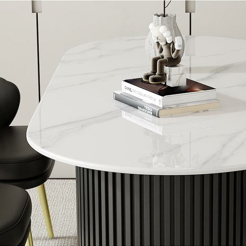Contemporary Stone Top Oval Dining Table with Metal Legs for Dining Room thumbnail 12