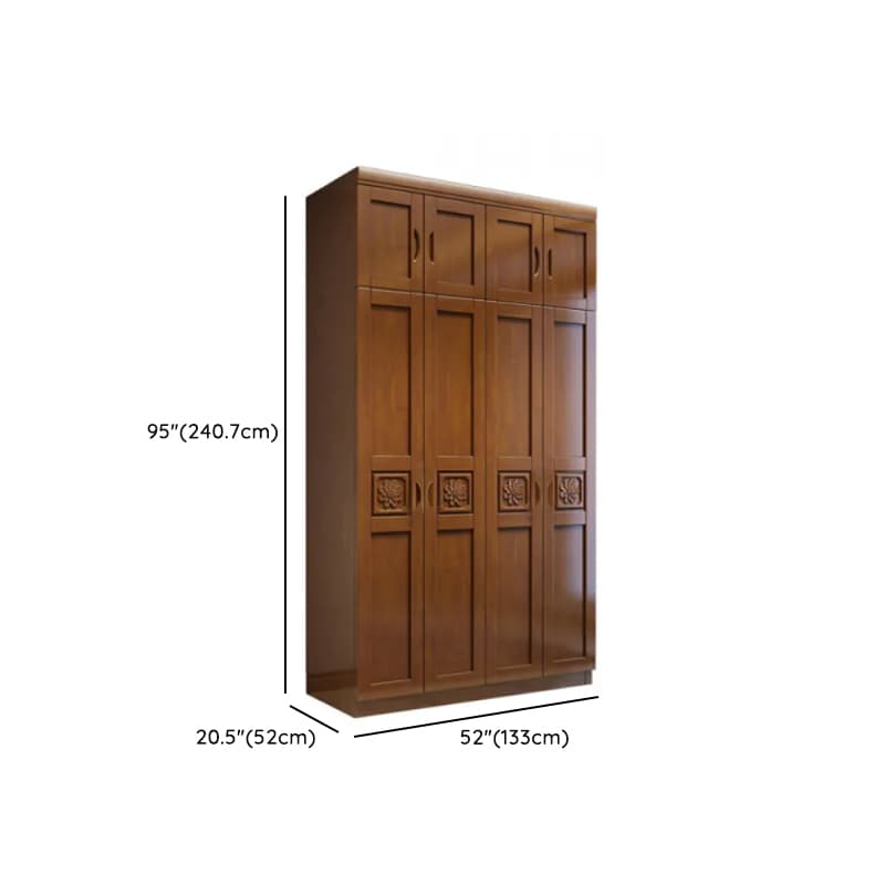 Vintage Sepia Lumber Wardrobe with Soft Close Drawer, Soft Close Door, Interior Shelves, and Hanging Rod thumbnail 23