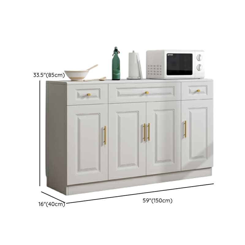 White Modern Wood Sideboard with Drawer and Cabinet with Adjustable Shelves thumbnail 14