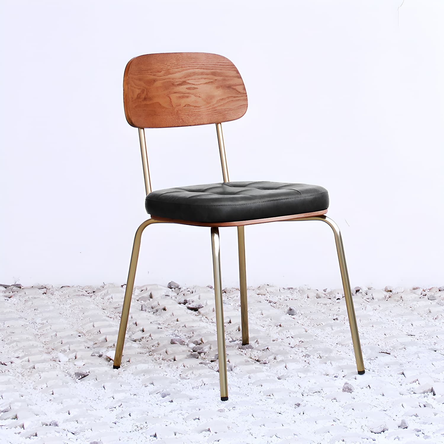 Industrial Style Leather Dining Side Chair Dining Room Open Back Side Chair Set thumbnail 2