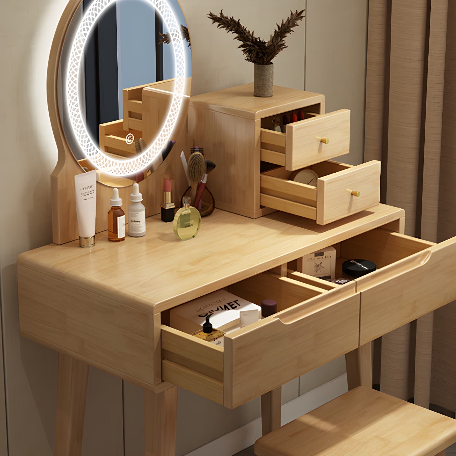Traditions Make-up Vanity Solid Wood Bedroom With Drawer Dressing Table thumbnail 17
