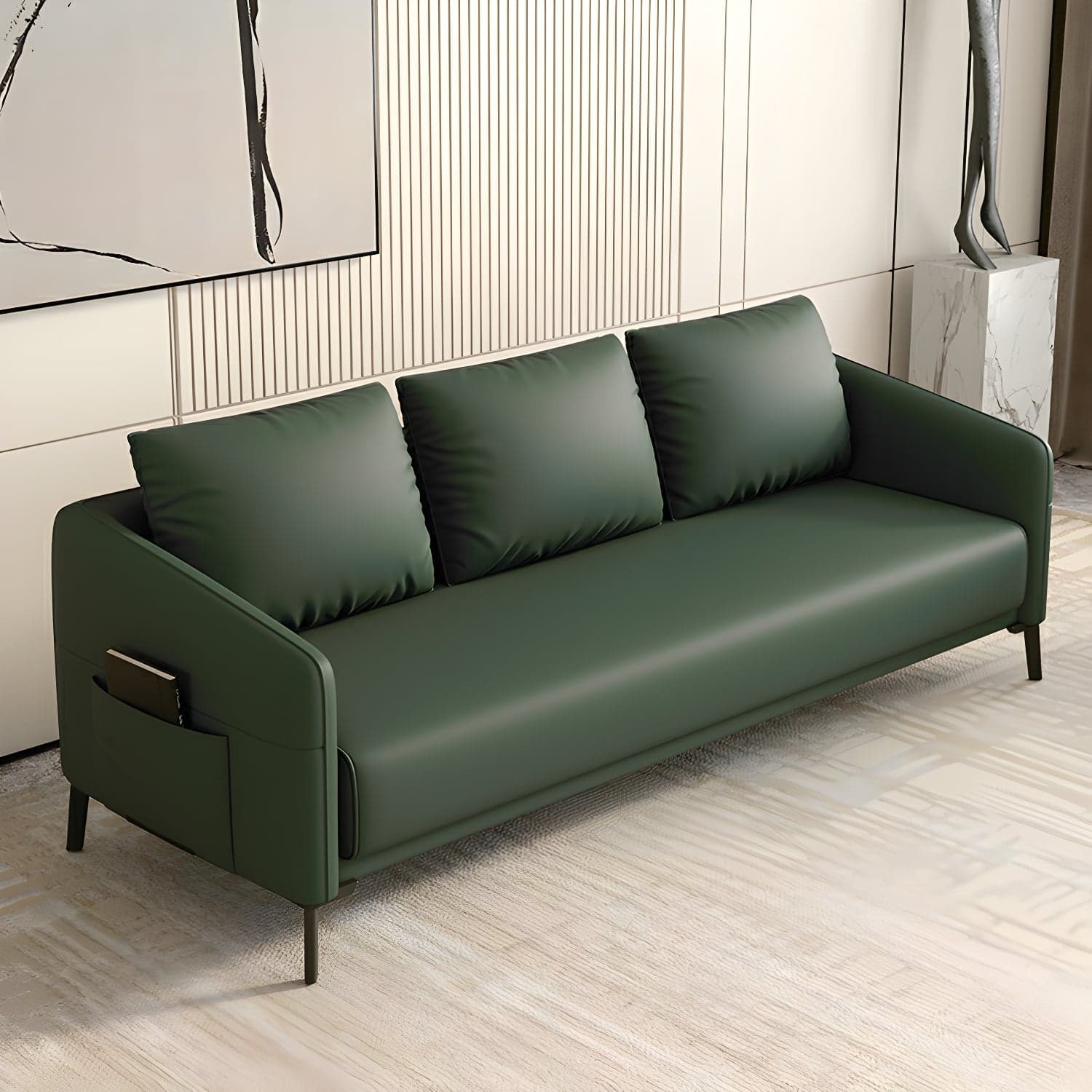 Modern Wood Frame Standard Sofa with Square Arms in Solid Color & Tear Resistant thumbnail 2
