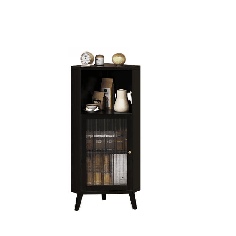 Standalone Corner Beech Midnight Black/Auburn Utility Storage Cabinet with Flexible Shelf, Glazed Door & 2 Cabinets/1 Cabinet thumbnail 1