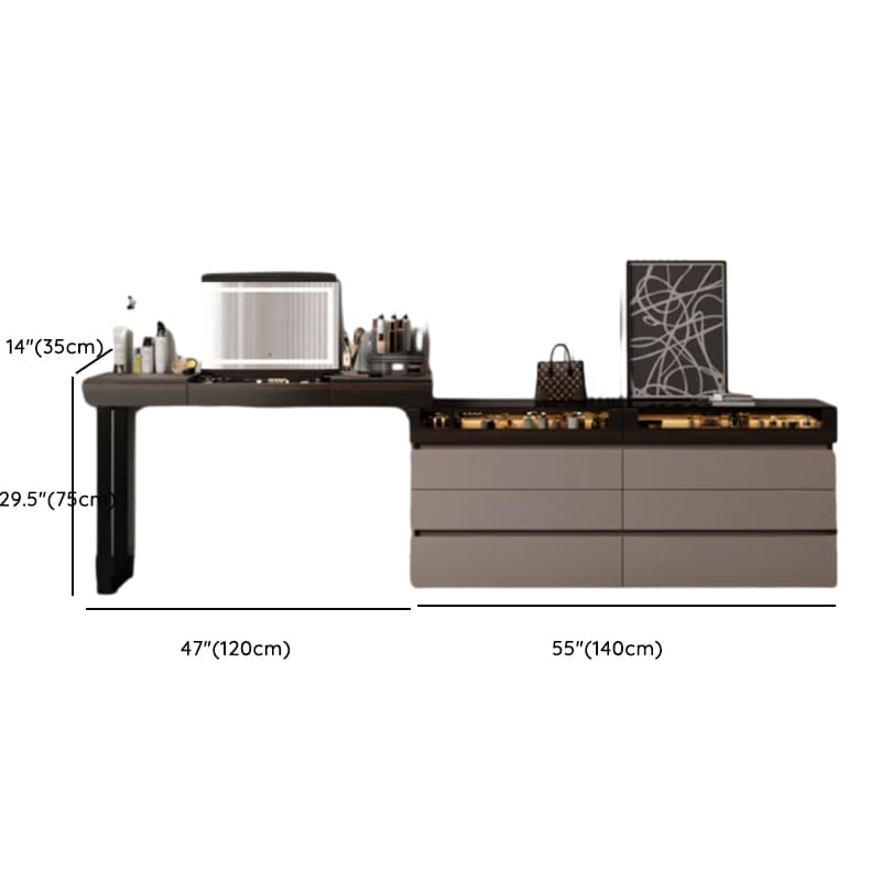 Space-saving Vanity Set with 7/11 Drawers, Lighting, Dividers, 2-in-1 Design, and Adjustable Touch Brightness thumbnail 14