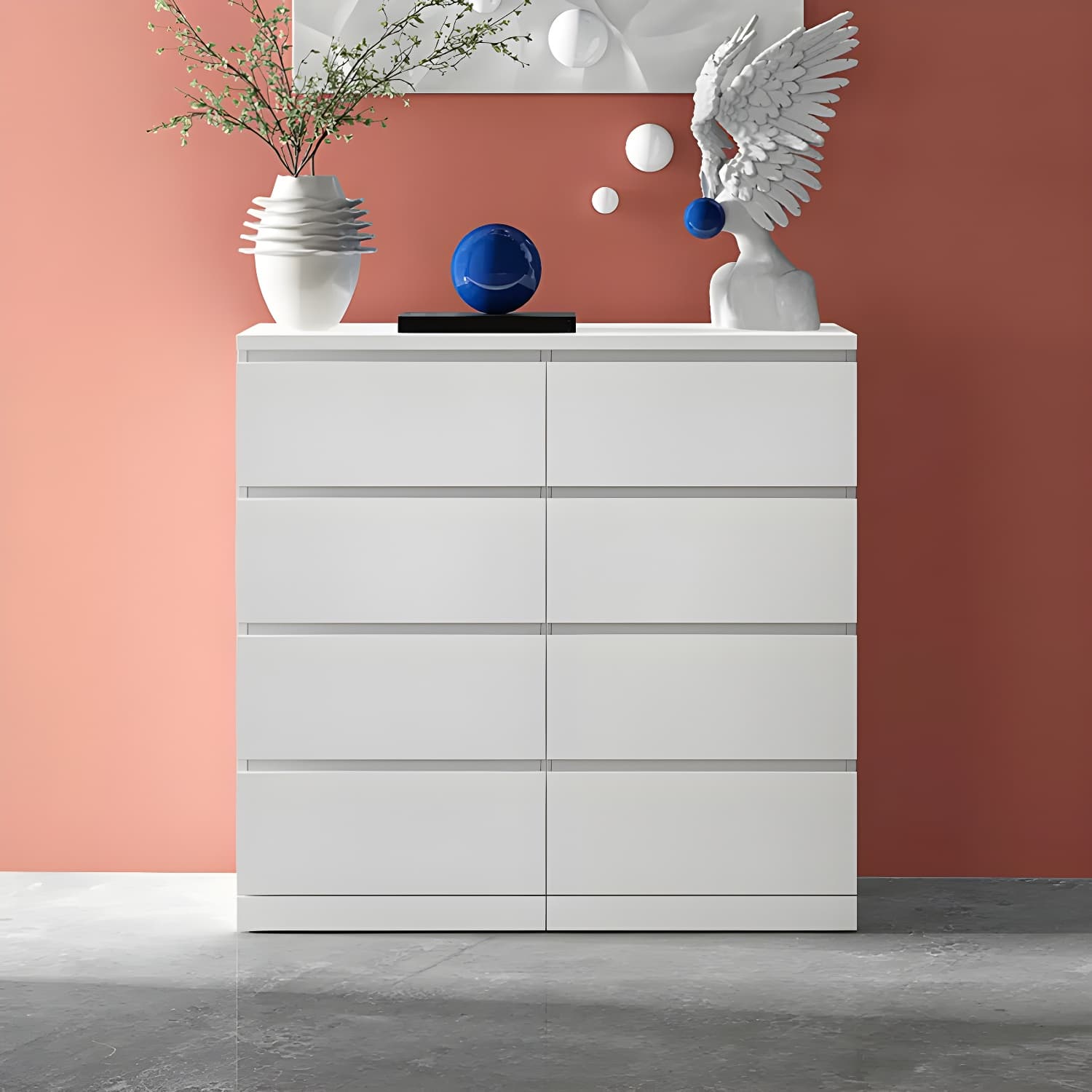 Contemporary 15.7" Wide White Chest Soft-Close Drawers Storage Chest thumbnail 12