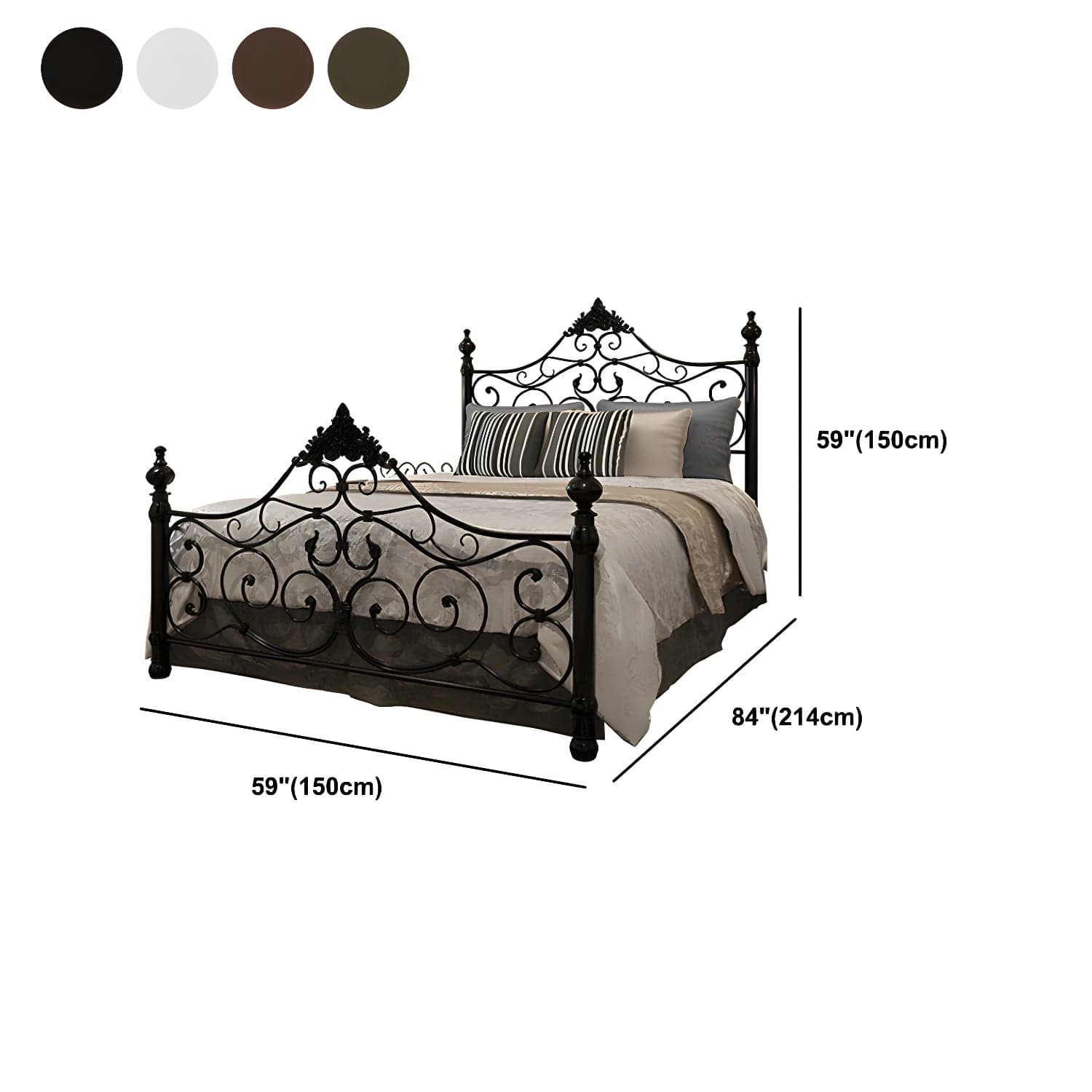 Industrial Antique Metal Bed Frame Wire-Grid Low Profile Open-Frame Bed thumbnail 9