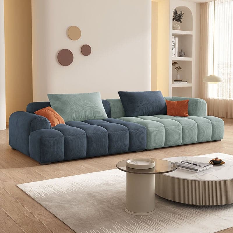 Vibrant Peony/Cerulean/Tangerine Color Sofa Couch with Round Arm and Concealed Support thumbnail 6