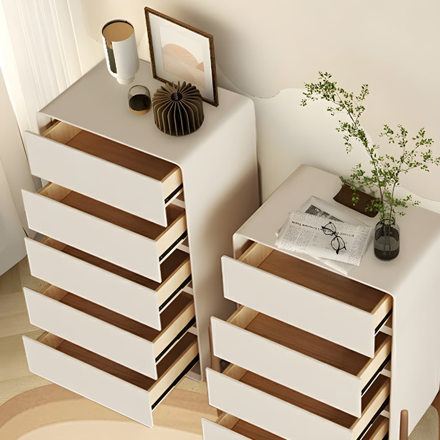Modern Oak Wood And Leather Exterior Bachelor Chest with Soft-Close Drawers - Vertical Orientation - image 13