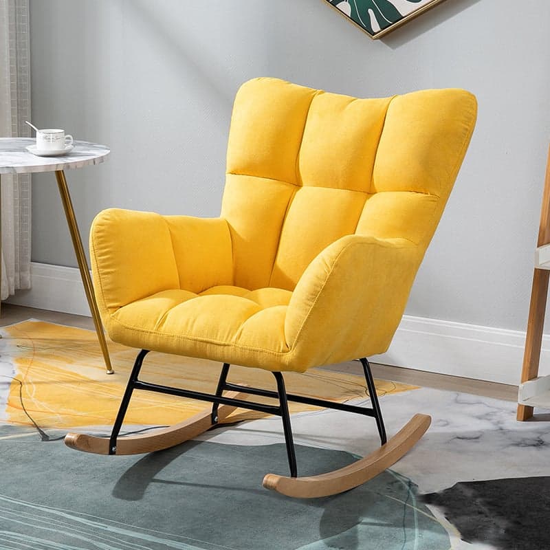 Contemporary Alloy Cushioned Living Room Rocking Chair 2 Piece Set with Footstool & Recessed Arm thumbnail 12