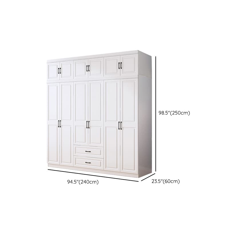Modern White Wood Wardrobe Armoire with Soft-Close Drawers and Clothing Rod thumbnail 18