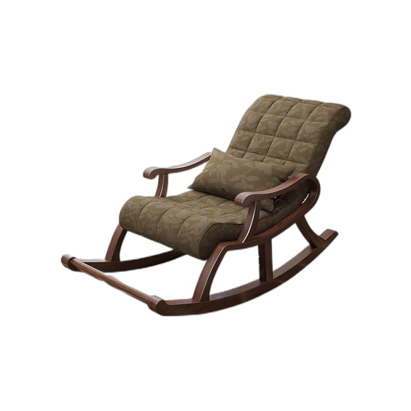 Stylish Modern Upholstered Rocking Chair with Brown Wood Legs and Track Arms thumbnail 15