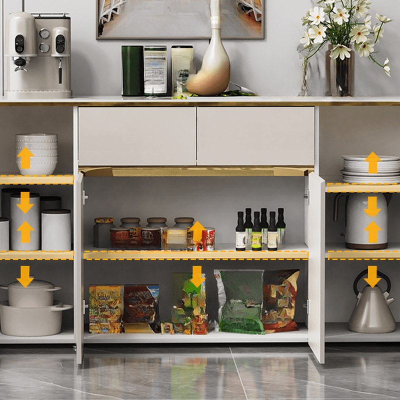 Elegant Standalone Sideboard with 5 Drawers, 5 Doors, and Faux Marble Countertop thumbnail 6