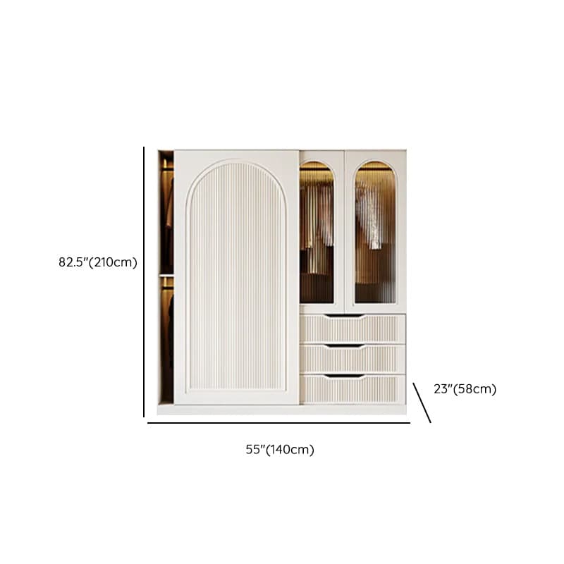 Chalk Composite Wood Cabinet Armoire with Soft Close Drawer, Specular Mirror, Soft Close Door, Interior Shelves, and Clothing Rod thumbnail 13